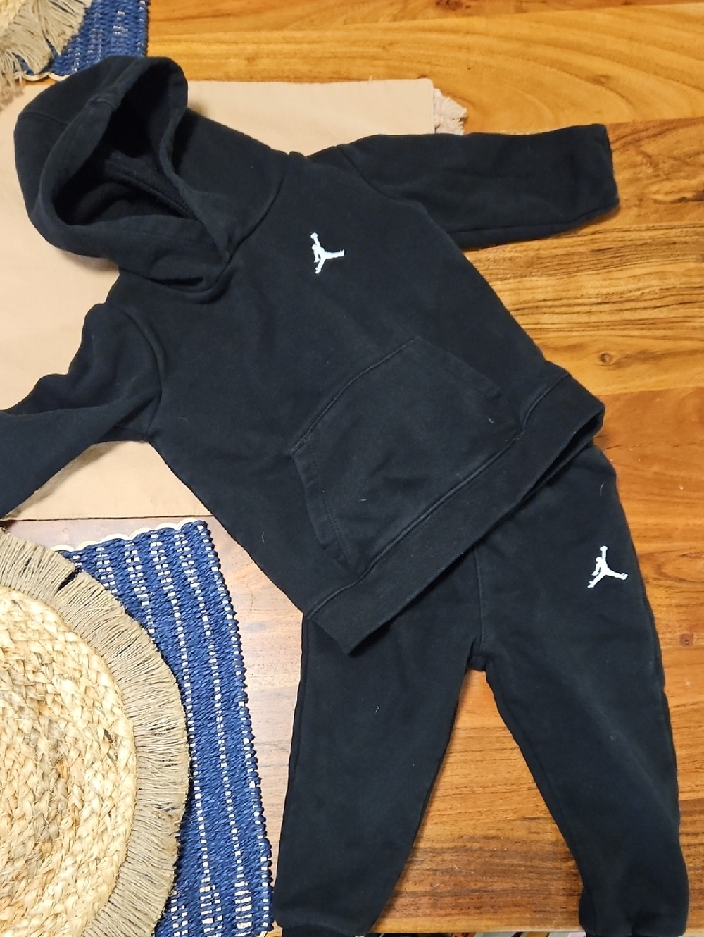 Jordan Black Hoodie and Sweatpants Set with White Jumpman